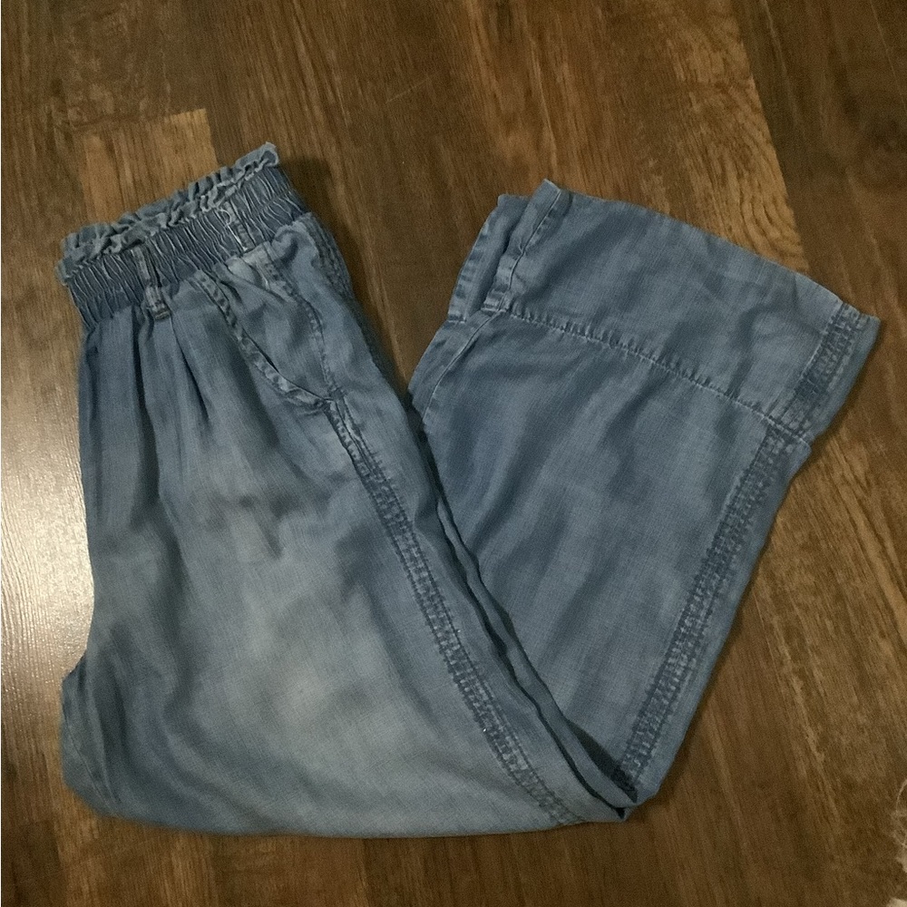 KNOX ROSE Wide Leg Chambray Capris - Blue